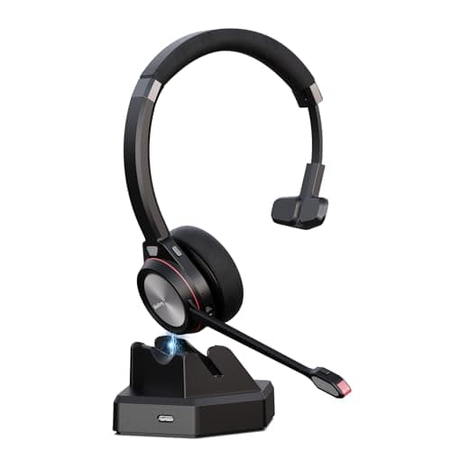Beebang Bluetooth Headset with Microphone, Noise Cancelling Wireless Headset for PC & Laptop, 40H Battery Life, Office Headphones for Teams, Zoom & Business Calls