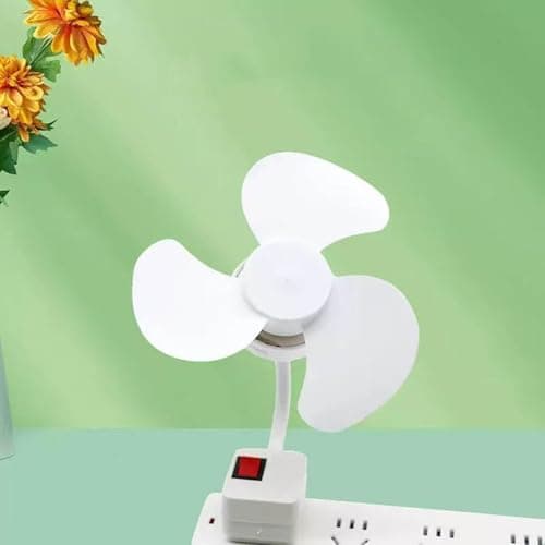 Plug Fan with Adapter, Mini Quiet Electric Socket Fan Adjustable Angle, Three Leaves Fan Blade 12-Inch Desk Wall Table Fans, Bathroom, Dormitory, Office — view 6
