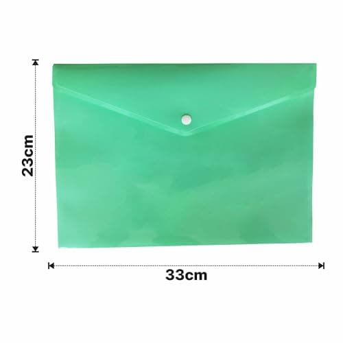 Eason BROS A4 Plastic Popper Wallets - 10 PCS Green Document Wallets with Button Closure, Durable Poly Envelope Folders for A4 Paper, Files & Certificates, Office, School & Home Filing — view 2