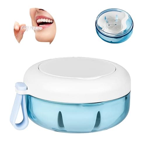 ExcellaElite Dental Retainer Case, Denture Bath Box Leakproof Retainer Boxs Portable Denture Cleaning Kit with Mirror Denture Cup Suitable for Removable Braces Storage Soaking Cleaning
