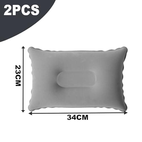 ChainYao 2 PCS Ultralight Inflatable Camping Pillows, Compact Portable Blow Up Pillow with Soft Flocked Surface, Waterproof Air Pillow for Travel Backpacking Outdoor Activities, Grey — view 2