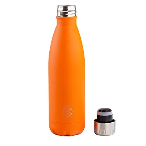Greenfield Collection 500ml Water Bottle; BPA Free Double Walled Stainless Steel Vacuum Insulated Water Bottles - 12 Hours Temp Controlled - Leakproof Sports Flask Great for Work, Gym, Travel - Orange — view 5