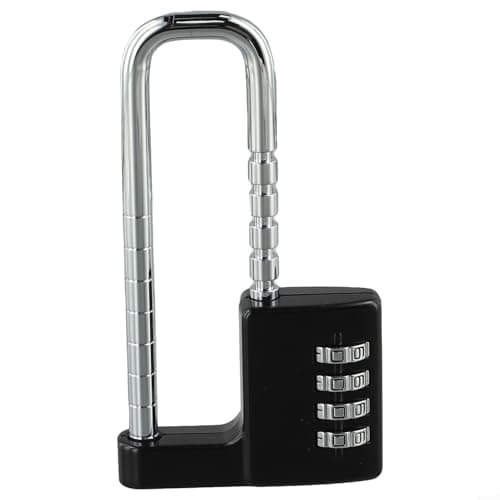 Yhenlovtt Adjustable U-Shaped Mechanical Combination Padlock, Alloy Steel Construction, 4-Digit Password Lock for File Cabinets, Wardrobes & Doors(BLACK) — view 2