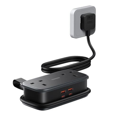 NTONPOWER 65W Travel Extension Lead, Travel Essential Camping Essentials Cruise Essentials with 2 Way Outlets 4 USB(2 Type C) for Cruise Travel Essential Hotel
