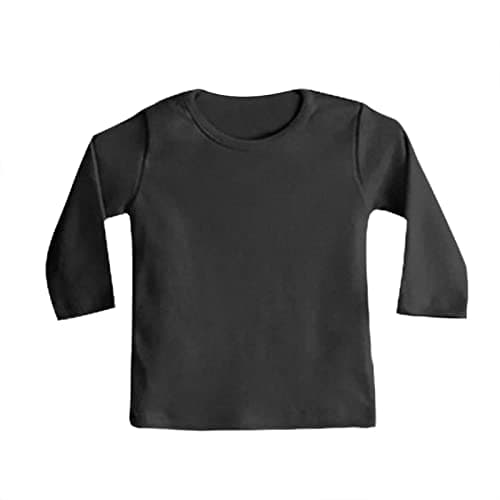 Newborn Baby Girls Boys Solid Color Thermal Underwear for Kids Basic Crewneck Long Sleeve T Shirt Warm Tops Boys Tee Shirts (Black, 18-24 Months)