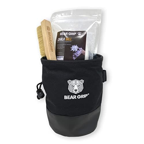BEAR GRIP Premium Chalk Bag Bundle Pack for Rock Climbing with Waist Belt Chalk Ball and Brush. (Black) — view 2