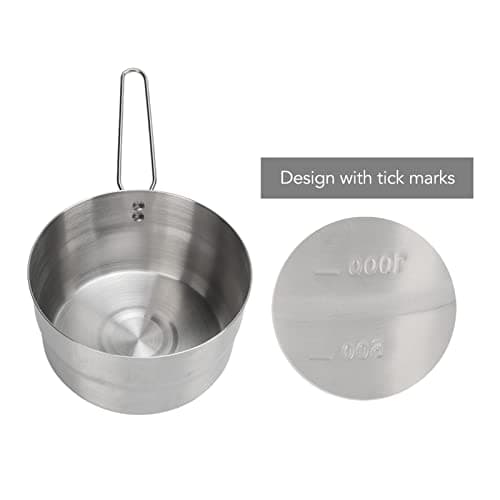 1.5L Camping Pot with Lid, Stainless Steel Folding Handle Lightweight Cooking Pot for Outdoor Camping, Hiking, Picnic, Barbecue, Portable Cookware with Tick Marks — view 3
