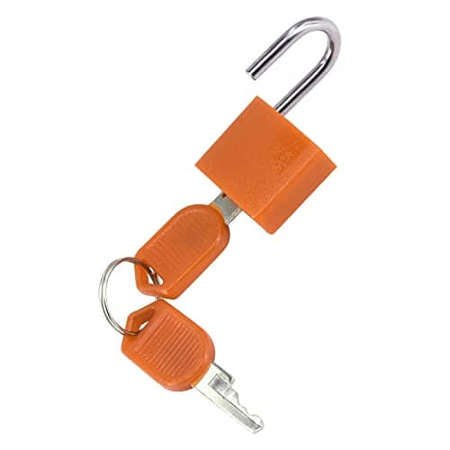 2PCS Suitcase Locks with Keys, 23mm Coloured Luggage Locks Suitcase Padlocks Mini Keyed Padlocks Travel Lock Small Padlocks for Suitcases Luggage Gym Locker Bag Rucksack School (Orange & Green) — view 3