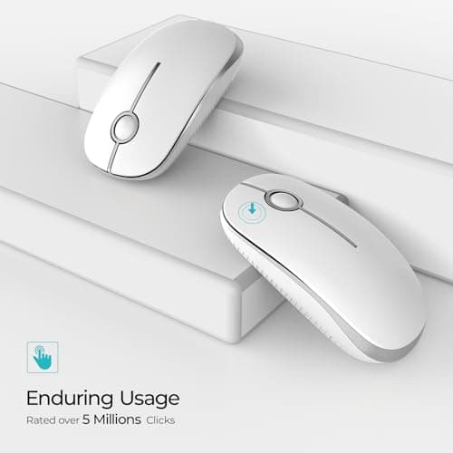 Seenda Wireless Mouse, Silent with 2.4G USB Receiver, White and Silver — view 4
