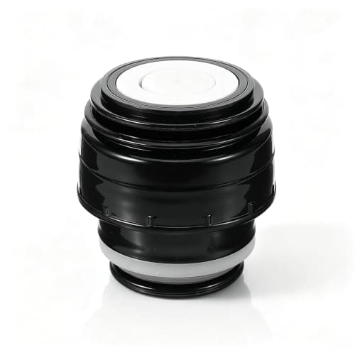 Replacement Bottle Lid 5.2cm, Vacuum Flask Cap Stopper, for 5.2cm Vacuum Flask, Leak-Proof PP Bottle Cap Stopper with Press Button, Thermal Mug Cover for Kitchen Travel Camping, Black and White