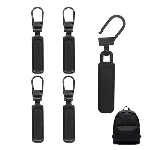 5 PCS Zipper Pull Replacement Kit - Durable Metal Zipper Tabs in Black for Easy Repair of Luggage, Clothing, and Accessories – Versatile Detachable Design Replacement Zippers Pulls for Quick Fixes