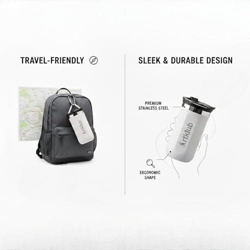 Artklub 350ml Travel Mug Leak Resistant Coffee Cup with Lid Insulated Reusable for Hot Drinks, Portable for Daily Commuting, Work, Office and Car Use — view 4