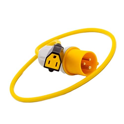 IP44 110volt 16Amp plug to NEMA USA Mains Socket Fly Lead. Power Tool American Appliance Hookup Adaptor for Use on Stepdown, Industrial, Generator (1 Metre) — view 6