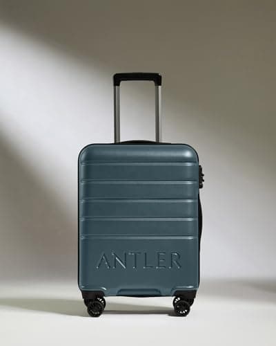 ANTLER - Logo Hard Shell Cabin Suitcase, 55x40x20cm 38L, Lightweight & Small, 4 Spinner Wheels - Adjustable Handle, Carry On, TSA Lock - Blue Grey — view 2