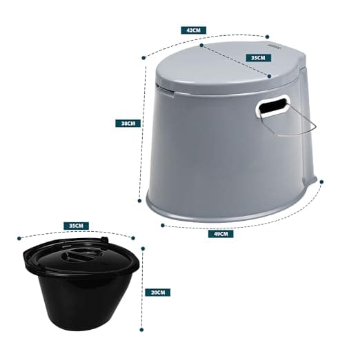 6L Large Portable Compact Toilet Potty Loo for Camping Pool Caravan Picnic & Festivals (Grey) — view 3