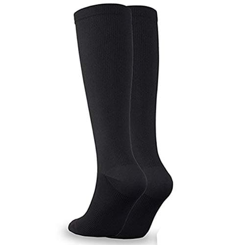 BodyPlus Compression Socks, Cushioned Athletic Ergonomic Fit for Men and Women - Knee High Ideal Socks for Flight Travel, Running, Fitness, Pregnancy, Nurses, Sports (Small - Medium, Black)