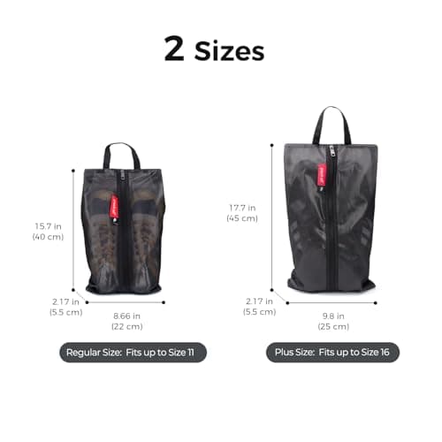 pack all Plus-Sized Shoe Bags for Travel, Water Resistant Shoe Pouch, Black — view 3