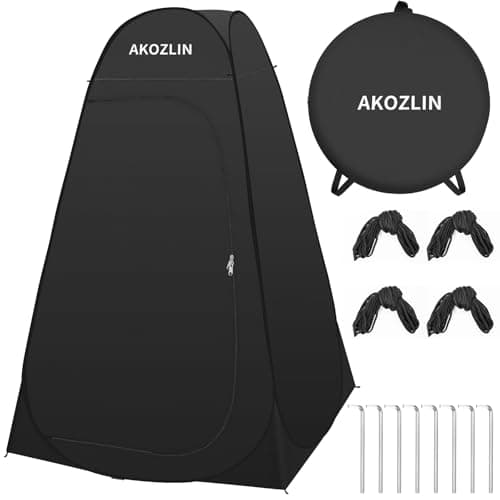 AKOZLIN Pop Up Shower Tent Instant Privacy Dressing Changing Tent Outdoor Camping Shower Toilet with Window & Carry Bag for Portable Toilet & Bathroom Silver Coated UV Protection, 39"Lx39"Wx74"H — view 2