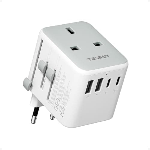 TESSAN Universal Travel Adapter with 2 USB C and 2 USB A Ports