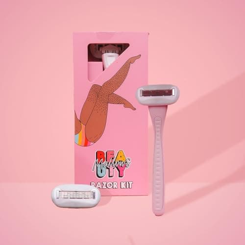 Mallows Beauty Razor Kit, Contains a Razor Handle and 2 Heads with Vegan Lubricating Strips, Aloe Vera and Vitamin E, Razors for Women, Pack of 2 — view 2