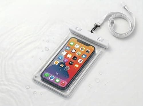 Waterproof Case Underwater Phone Holder Cover Dry Bag Universal Pouch For Smartphones Clear Touchscreen Cover for Swimming, Beach & Travel (White)