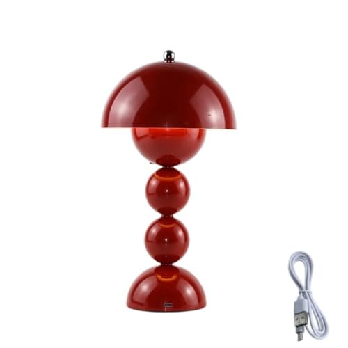 Rechargeable Table Lamp, 3-Color Dimmable Cordless Desk Lamp with Touch Control, Portable Battery Powered Nightstand Lamp for Bedroom, Kitchen, Outdoor, Camping, Decoration，Burgundy