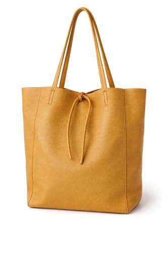 LeahWard Large Leather Hobo Shoulder Bag, Genuine Italian Hand Made Leather Shoulder Bags, A4 College School Work Business Bags (Mustard Yellow)