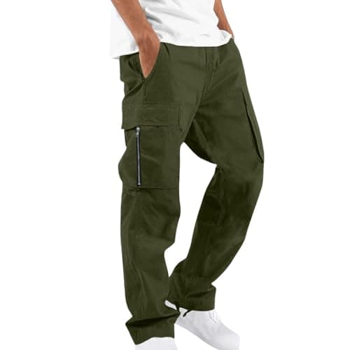 Men's Pull On Cargo Trousers Relaxed Leg Drawcord Hems for Casual Wear