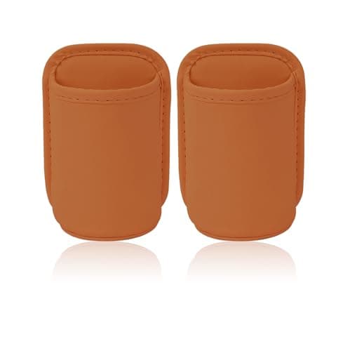 Auroriel 2 Pieces Car Cup Holders, Back Seat Clip, Large Cup and Bottle Holder, Multifunctional Door Pocket, Storage Organizer, Orange PU Leather