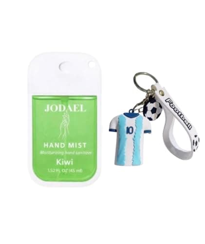 Alcohol-Free Hand Sanitizer Spray for Kids – Gentle Daily Use for Boys & Girls, Travel Friendly Clip-On Bottle with 3D Keychain for School, Playground, Home & Travel 45ml (Blue/white jersey) — view 2