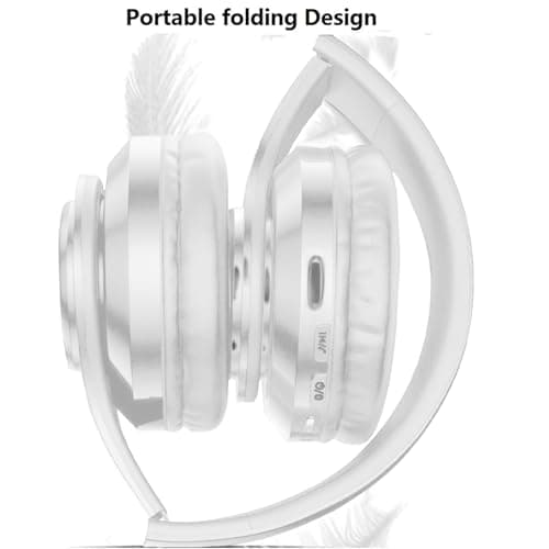 STFMHEZ Bluetooth Headphones Over Ear, Foldable Wireless Headset, Lightweight Headphones with Built-in Noise Reduction Microphone, FM, SD/TF for Online Class, Office, PC, Phone (White) — view 5