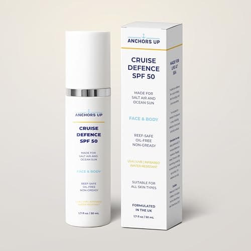 Cruise-Designed SPF 50 Sunscreen – Travel Size 50ml – Reef-Safe, Water & Wind Resistant Sun Cream – Fast-Absorbing, Non-Greasy – Made for Deck Days, Shore Excursions & Ocean Sun