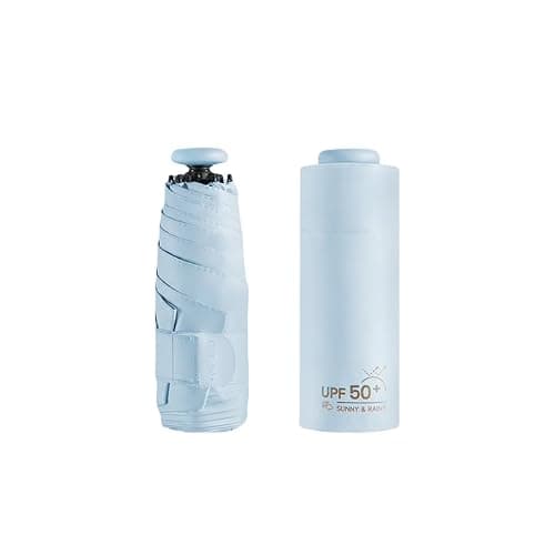 Mini Travel UV Folding Umbrella with Micro handle for Men Women Kids/Anti UV/UPF 50/Sun Protection 99.9%/Coating Layer Fabric Compact/Lightweight Small Portable/ Backpack Purse Pocket/Rain/Blocking