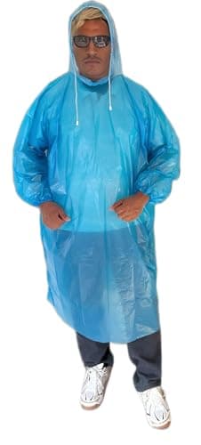 Start and Drive Ltd, Poncho Rain Coat Long Sleeve Waterproof Plastic Adult Size Disposable Ponchos with Hoods Emergency Raincoats (UK, Alpha, One Size, Regular, Regular, Mix (3 Blue + 3 Red)) — view 5