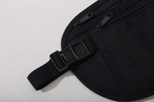 yuandnn Money Belt, Passport Holder Secure Hidden Travel Wallet with RFID Blocking, Adjustable Undercover Fanny Pack with 2 Pockets for Men Women (Black) — view 3