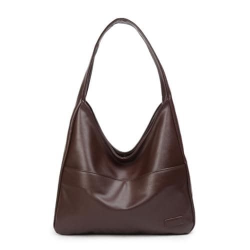 JIABAOZ Leather Tote Bag for Women Large Slouch Hobo Bags Shoulder Purse Work Travel Tote Handbag Autumn Winter Trends Retro Hobo Bag (coffee)