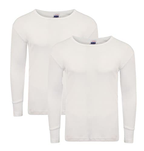Heatwave® Pack of 2 Men's Thermal Long Sleeve Top, Warm Underwear Baselayer, S M L XL XXL Thermals, Large White