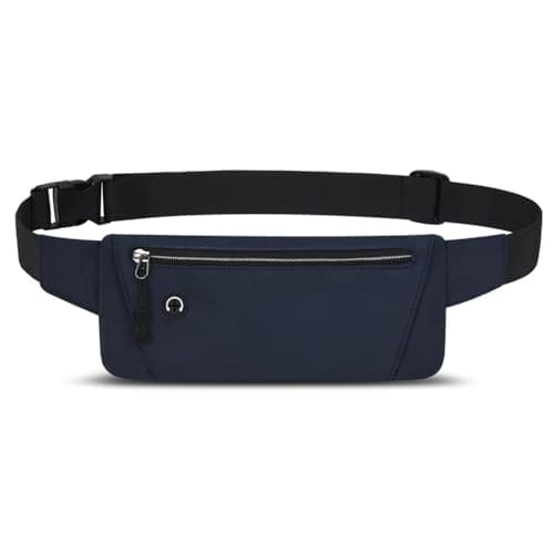 Slim Running Belt for Phone, Travel Money Belt, Navy Blue