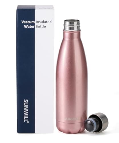 SUNWILL Metal Water Bottle Stainless Steel 500ml, Insulated Reusable Thermal Flask for Cold and Hot Drink, Travel, Sports, Gym, Rose Gold — view 5