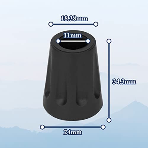 TheFitLife Walking Poles Tips, 6 Pack - Rubber Replacement for Hiking Sticks, Shock Absorption, 11mm Diameter, Fits Most Standard Poles, Black — view 2