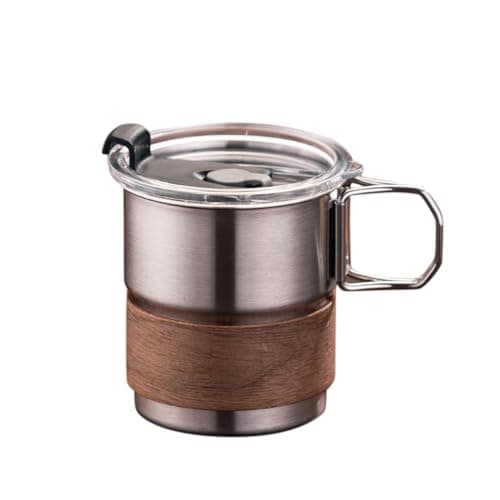 Jipersuo Drinks Bottle with Lid Cup Sleeve Collapsible Coffee Cup 9. OZ 280ml Stainless Steel Foldable Handle Folding Camping Leak Proof Portable Travel Mug with Lids for Hiking Silver