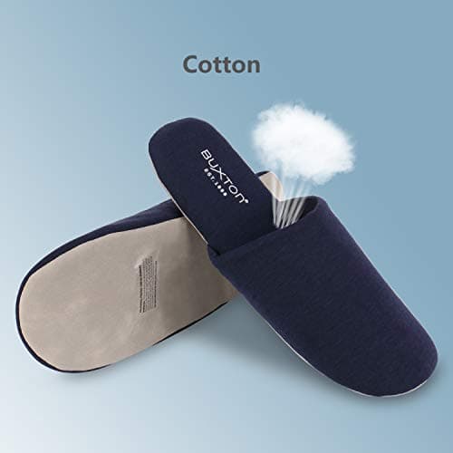 BUXTON Cozy Lightweight and Memory foam Indoor Slippers for Womens and Mens(unisex), Foldable Slippers with Mesh bag-For Home,Travel,Spa and Hotel, Navy, Small-Medium — view 2