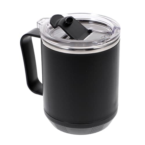 Veemoon Stainless Steel Coffee Mug 460Ml with Lid and Spoon, Leak-Proof Sealing Travel Cup with Removable Heating Base, Black Inner Layer, Suitable for Camping and Daily Use