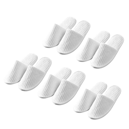 Esoes 5 Pairs of Hotel Slippers, Disposable Deluxe Closed Toe Spa Slippers, Hotel Slippers Women, White House Shoes Washable and Foldable Winter slippers for Spa, Party Guest and Travel