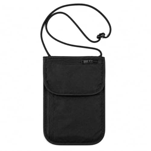 Jenck RFID Neck Wallet for Traveling Anti-Theft Hidden Passport Crossbody Bag (Black)
