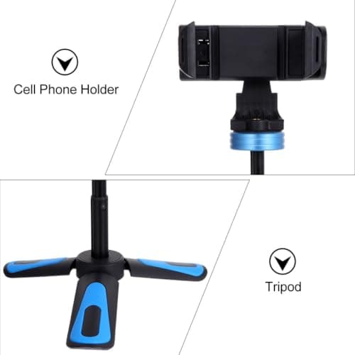 Blue Retractable Folding Selfie Stick Mini Desktop Phone Tripod — view 3