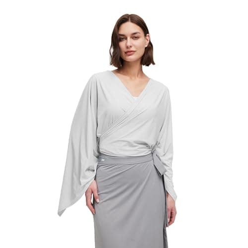 OHRAIN Sun Shawl UV Sun Protection UPF 50+ Beach Travel Scarf Wrap Summer Swimsuit Cover Up Cooling Blanket, Upgrade Light Grey, One Size — view 3