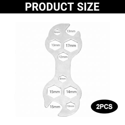 2Pcs Heavy Duty Thick Bike Spanner Wrench Set to Prevent Roadside Stranding, Multi-Hole Pocket Cycle Multi Tool Kit with 8mm to 17mm Openings for Road Bicycle Maintenance and Emergency Repairs — view 2