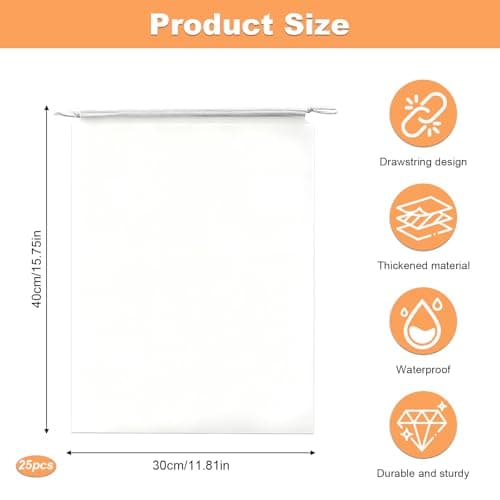 25PCS Shoe Bag Shoe Storage Bags Multifunctional Travel Waterproof Underwear Bag Waterproof Dustproof Transparent Drawstring Storage Bag (30×40cm) for Packing Adults Kids Shoes Luggage Organization — view 3