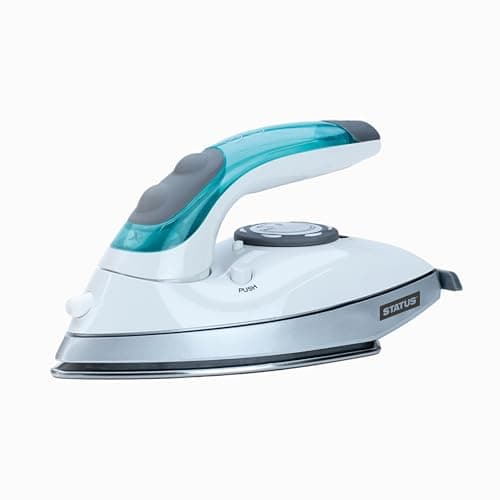 STATUS Travel Steam Iron, 1000W Dual Voltage Compact Clothes Iron for Hotel and Home Use, White Green (TUSCANIRON1PKB4)